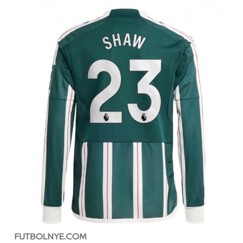 Camiseta Manchester United Luke Shaw #23 Visitante Equipación 2023-24 manga larga
